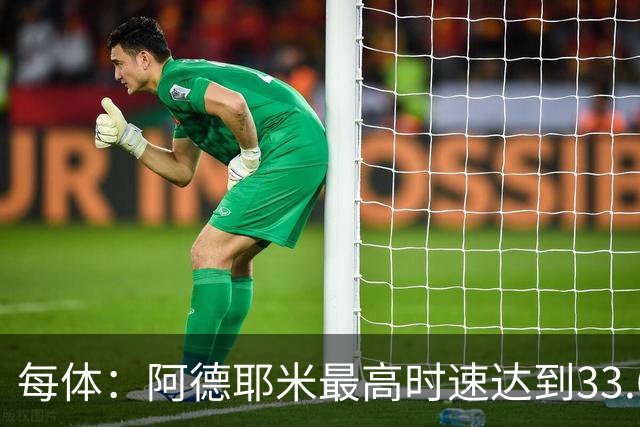每体:阿德耶米最高时速达到33.6公里,全场冲刺多达39次